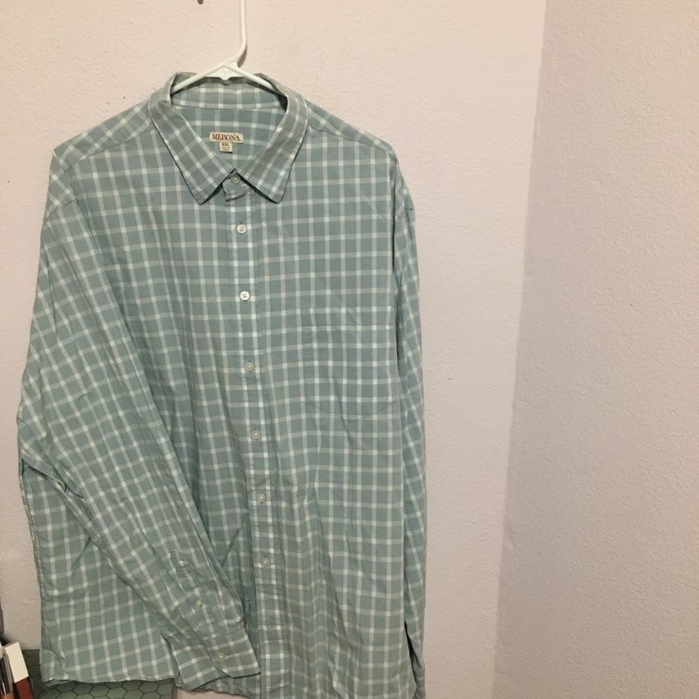 Light blue plaid XXL Merona button down shirt
